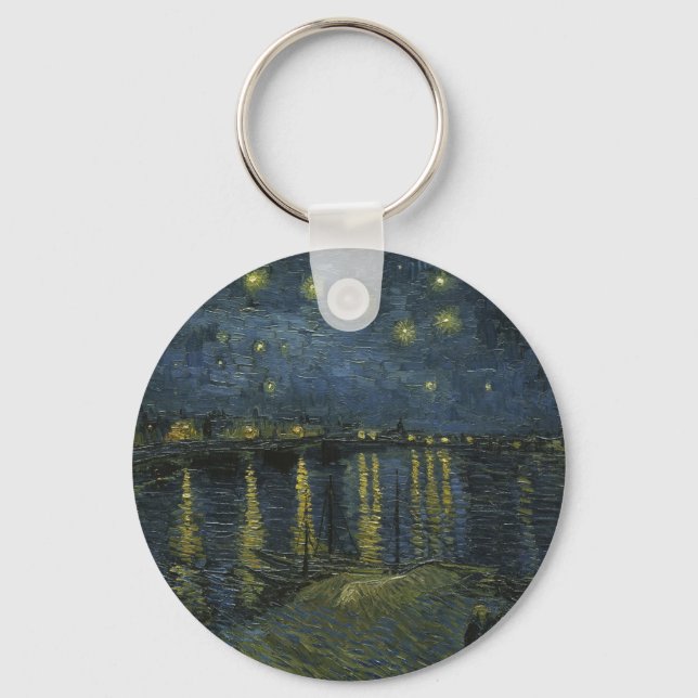 Chaveiro Starry Night Over the Rhône, pintura a óleo Van Go (Frente)