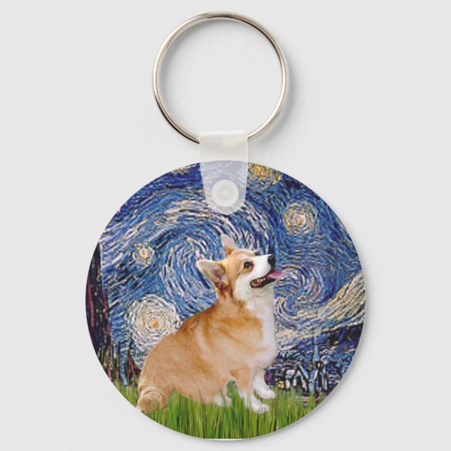 Chaveiro Starry Night - Pembroke Welsh Corgi 7b (Frente)
