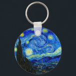 Chaveiro Starry Night por Van Gogh<br><div class="desc">Vincent van Gogh - Starry Night pintado na Rua Remy,  França em 1889,  Impressão de Belas Artes. Esta imagem foi digitalmente aprimorada para restaurar as cores originais,  brilhantes e ousadas - um presente perfeito para qualquer amante de arte!</div>