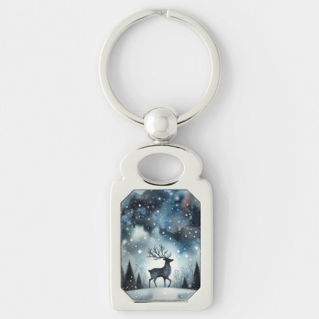Chaveiro Starry Winter Night Deer (Frente)