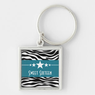 Chaveiro Stars Zebra Print Sweet 16 Chaveiro, Azul