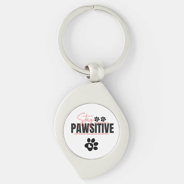 Chaveiro Stay Pawsitive – Cute Motivational Dog Lover Desig (Frente)