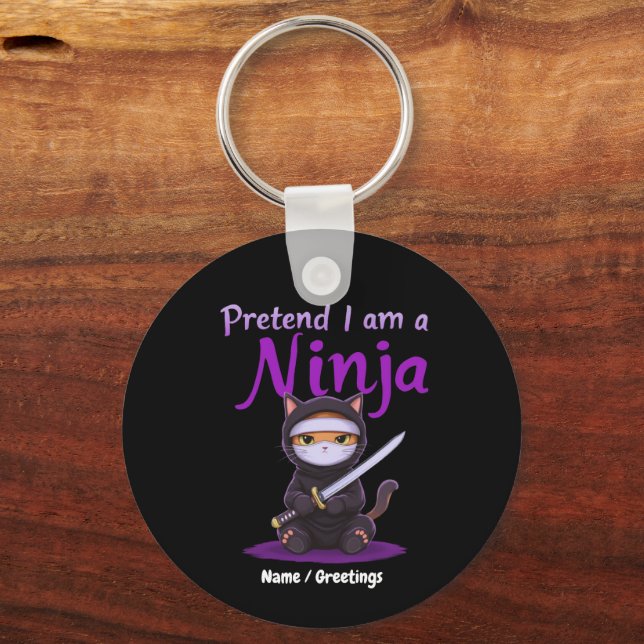 Chaveiro Stealthy Ninja Cat Masked Kitty Warrior Pun (Frente)