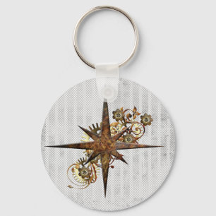 Chaveiro Steampunk Compass Star Grunge