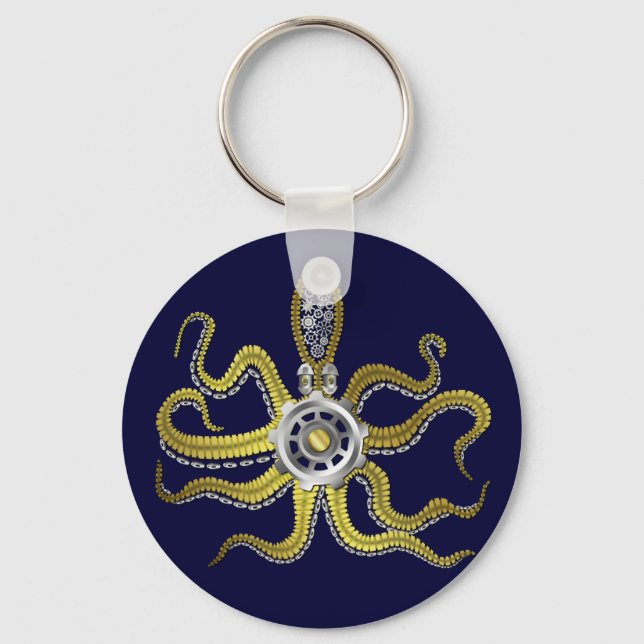 Chaveiro Steampunk Gears Octopus Kraken (Frente)