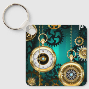 Chaveiro Steampunk Jewelry Watch em um fundo verde
