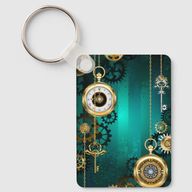 Chaveiro Steampunk Jewelry Watch em um fundo verde (Frente)