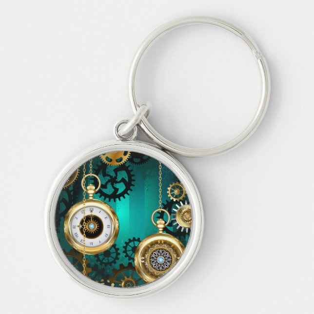Chaveiro Steampunk Jewelry Watch em um fundo verde (Frente)