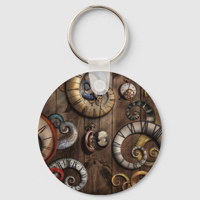 Chaveiro Steampunk - Relógio - Máquina do tempo (Frente)
