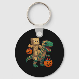 Chaveiro Steve andando de Múmia Dinossauro T Rex Halloween