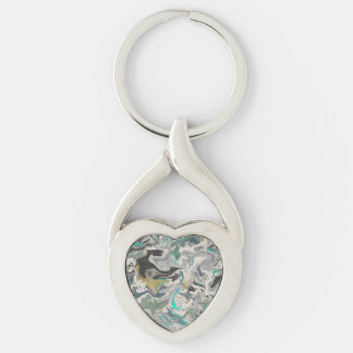 Chaveiro Stone Marbling with Turquoise Veins Heart