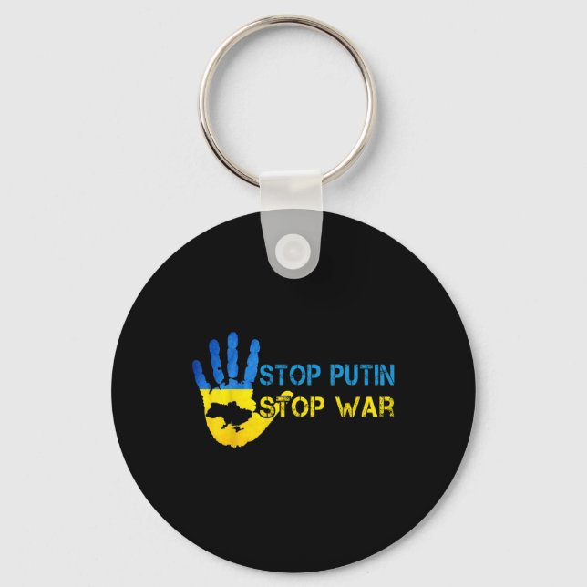 Chaveiro Stop Putin Stop War Support Ukraine I Stand With U (Frente)