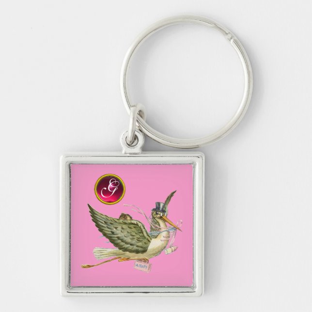 CHAVEIRO STORY BABY GIRL CHÁ GEM MONOGRAM (Frente)