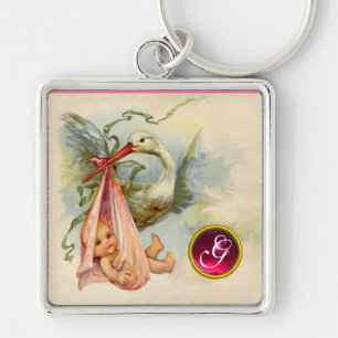 CHAVEIRO STORY BABY GIRL CHÁ GEM MONOGRAM