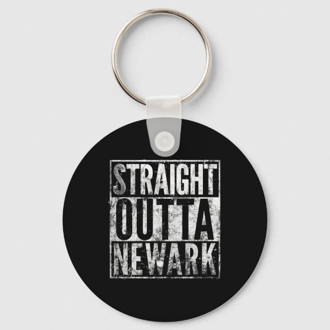 Chaveiro Straight Outta Newark New Jersey Distressed Effect (Frente)