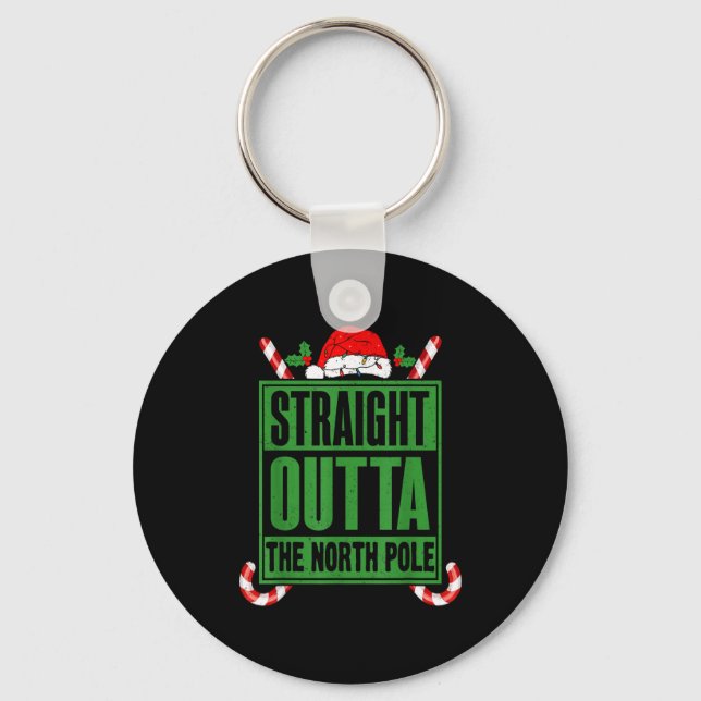 Chaveiro Straight Outta North Le Xmas Candy Cane Funny Paro (Frente)