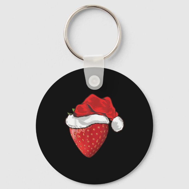 Chaveiro Strawberry Lover Gift Santa Hat Strawberry Christm (Frente)