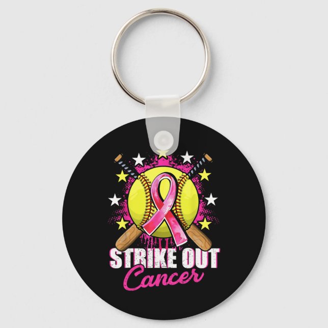 Chaveiro Strike Out Breast Cancer Warrior Softll Pink Ribbo (Frente)