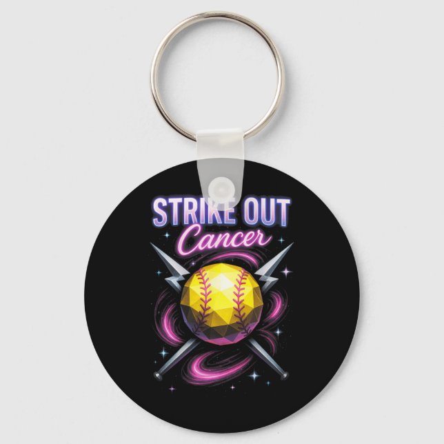 Chaveiro Strike Out Cancer - Breast Cancer Softll Support  (Frente)