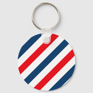 Chaveiro Stripes Diagonais Tricolor (azul, branco e vermelh
