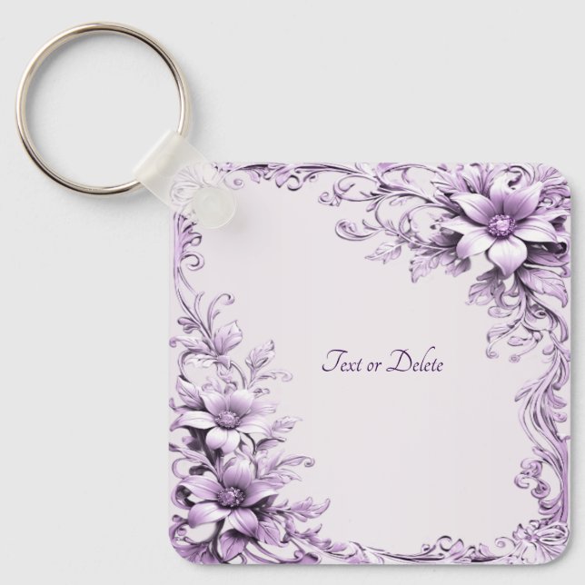 Chaveiro Stylish Purple Flowers Keychain (Frente)
