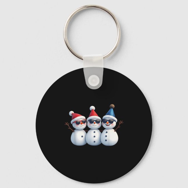 Chaveiro Stylish Snowmen In Winter Wonderland 3 Snowmen Fri (Frente)