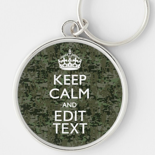 Chaveiro Sua Camuflagem Digital de Texto Woodland Fique Cal (Frente)