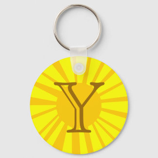 Chaveiro Sua Carta. Monograma de Raio Sol Amarelo Personali