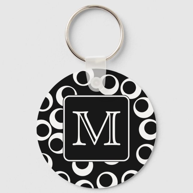 Chaveiro Sua Carta. Monograma preto e branco. Padrão de div (Frente)