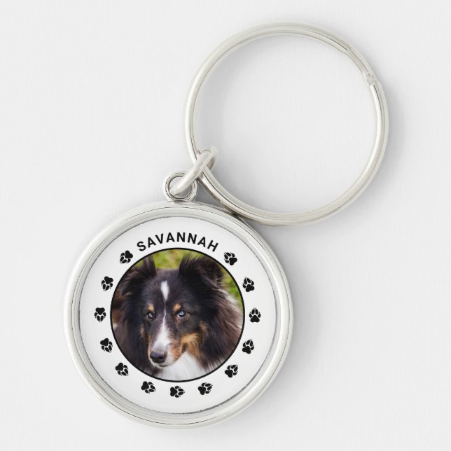 Chaveiro Sua Foto Pet Personalizada Com Nome E Patas (Frente)