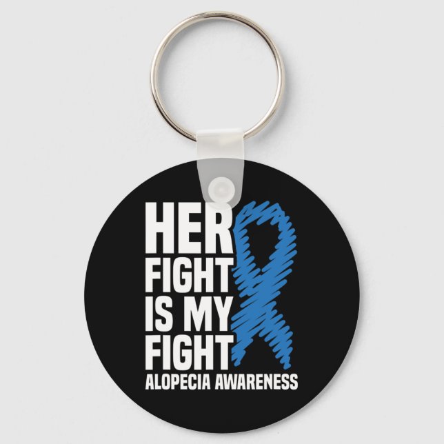 Chaveiro Sua Luta É Minha Luta Com A Alopecia Azul Awarene (Frente)