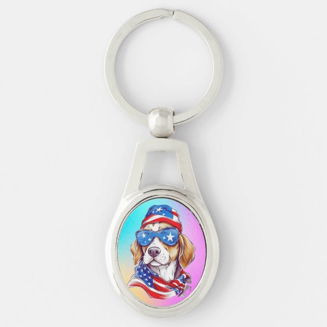 Chaveiro Sublimação de Cachorro de 4 de Julho-66361 (Frente)