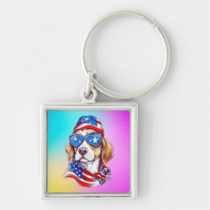 Chaveiro Sublimação de Cachorro de 4 de Julho-66361