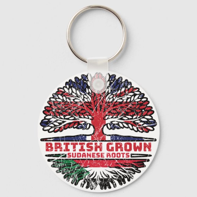 Chaveiro Sudan SudSudan Uk United Kingdom British Tree (Frente)