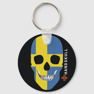 Chaveiro Suecia de HANDSKULL, crânio feliz, bandeira da