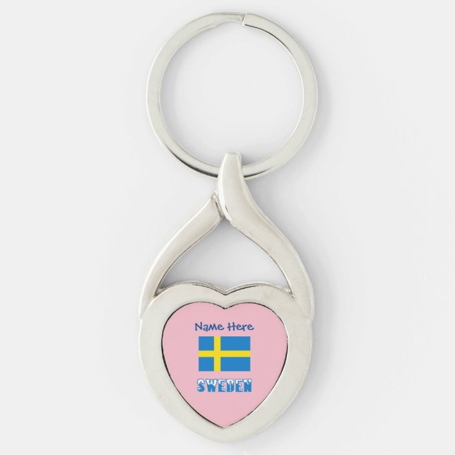 Chaveiro Suécia e Bandeira Sueca Personalizadas  (Frente)