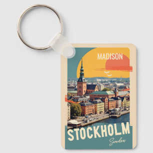 Chaveiro Suecia Estocolmo de Nome e Texto Personalizado