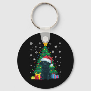 Chaveiro Suéter Feio Árvore Xmas Luzes pretas Labrador Cão