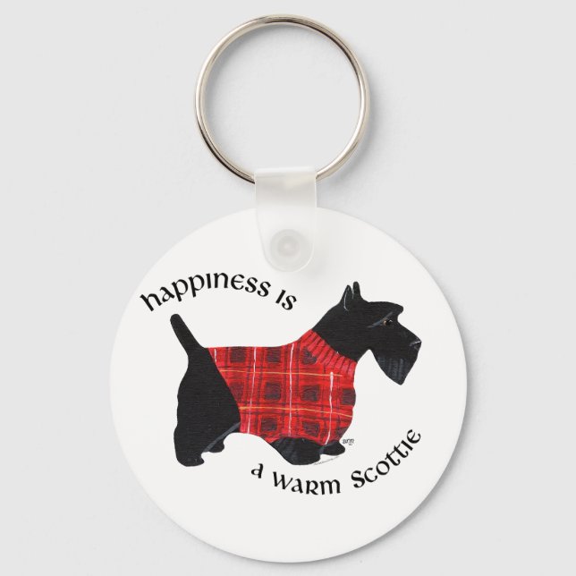 Chaveiro Suéter Xadrez Vermelho e Preto para Terrier Escocê (Frente)