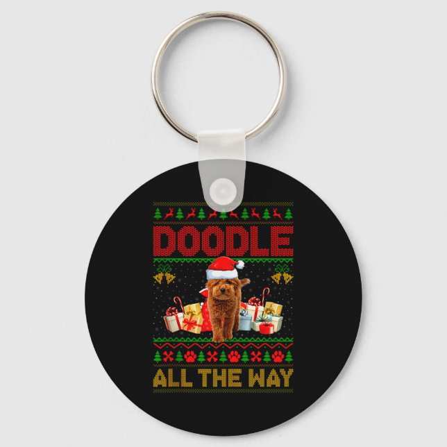Chaveiro Suéteres de Natal Feios para Cães Goldendoodle Pet (Frente)