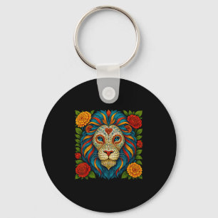 Chaveiro Sugar Skull Lion Dia De Muertos Dia De Halloween D