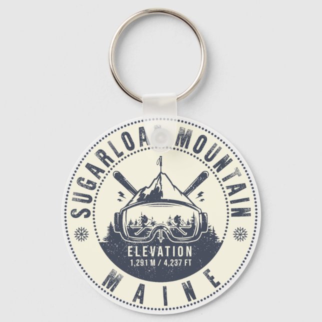 Chaveiro Sugarloaf Maine Mountain Ski Souvenir (Frente)