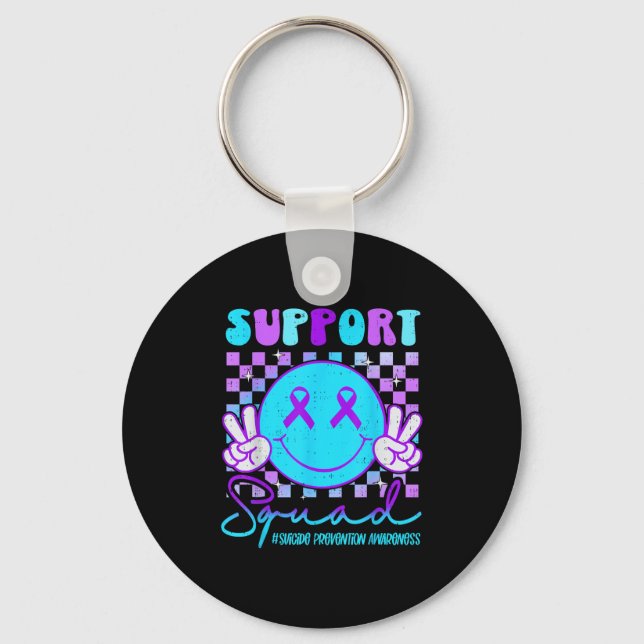 Chaveiro Suicide Awareness Teal &amp; Purple Ribbon Suprt G (Frente)