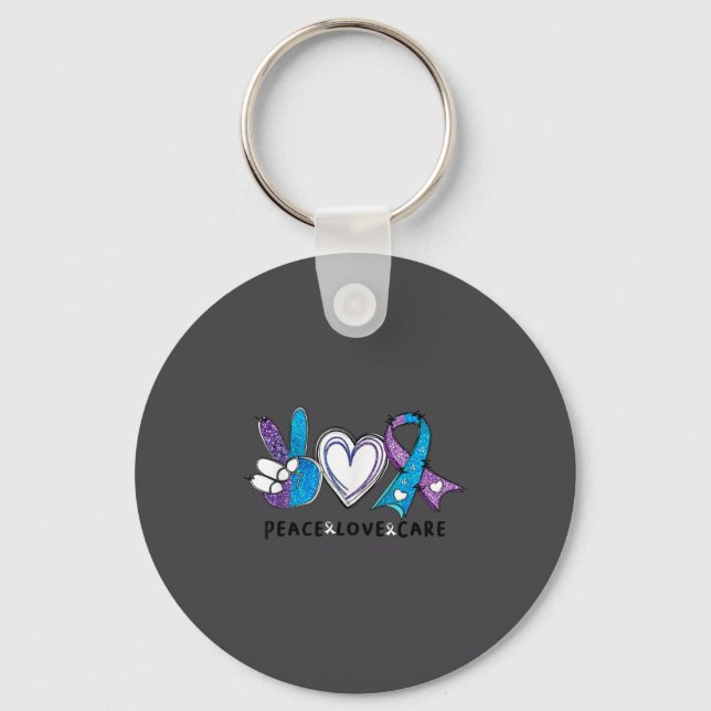 Chaveiro Suicide Prevention Awareness Teal &amp; Purple Rib (Frente)
