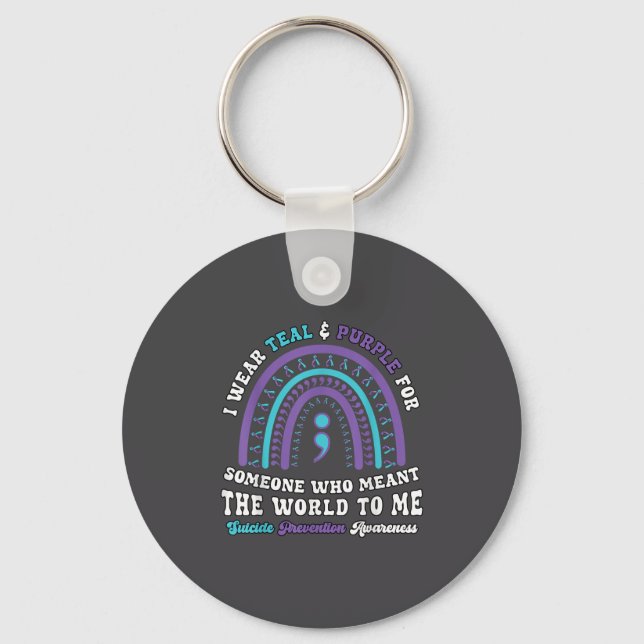 Chaveiro Suicide Prevention Wear Teal Purple Mental Health  (Frente)