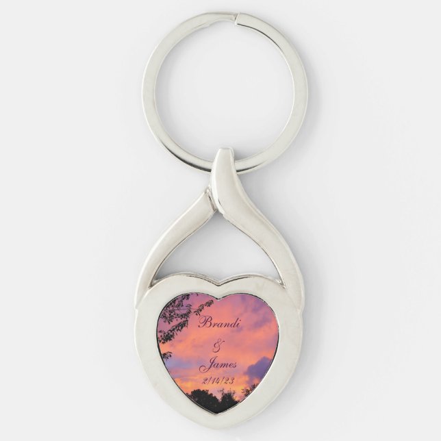 Chaveiro Summer Sunset Romance Acrylic Photo *Personalize* (Frente)