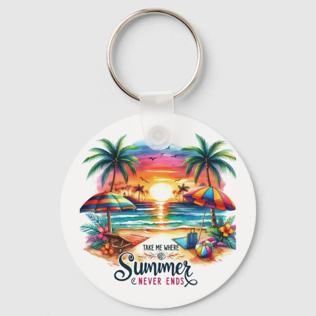 Chaveiro Summer Vibes Brushstroke Beach Sunset-34626 Sticke (Frente)