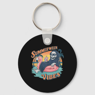 Chaveiro Summerween Vibes Skeleton Flamingo Float Summer Ha