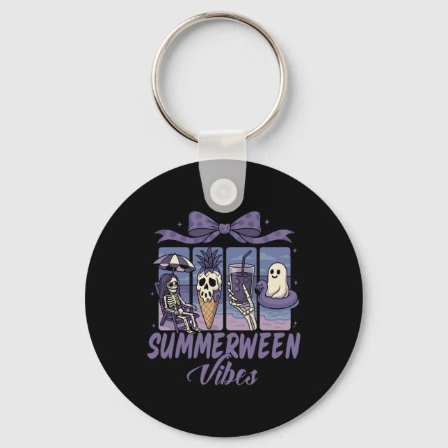 Chaveiro Summerween Vibes Skeleton Ghost Beach Party Hallow (Frente)