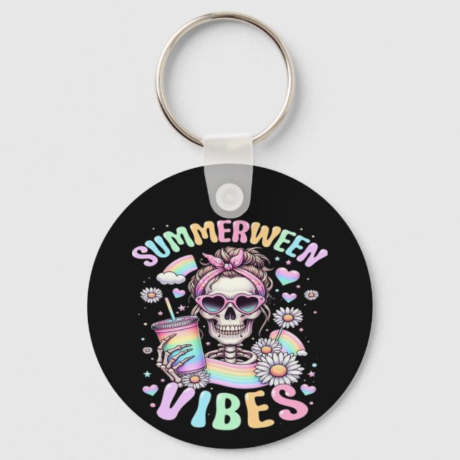 Chaveiro Summerween Vibes Sweet Skeleton Girl Summer Hallow (Frente)